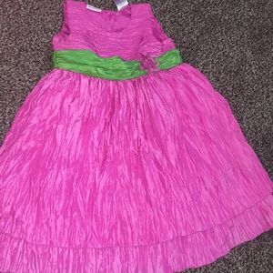 Hot pink with bright green belt dress